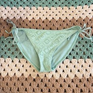 Mint Green Crochet Bikini Bottom Side Tie Swim Suit Bathing Womans sz Large XL